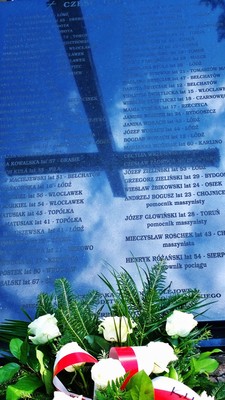Tablica upamiętniająca ofiary w miejscu katastrofy, fot. Andrzej Goiński