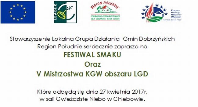 Stowarzyszenie Lokalna Grupa Działania Gmin Dobrzyńskich Region Południe zaprasza na Festiwal Smaku