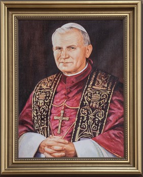 Portret św. Jana Pawła II autorstwa Bogusława Ziółkowskiego, który wisi w sali sesyjnej sejmiku województwa, fot. Andrzej Goiński