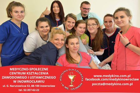 Fragment plakatu informującego o spotkaniu w Medyczno - Społecznym Centrum Kształcenia Zawodowego i Ustawicznego w Inowrocławiu