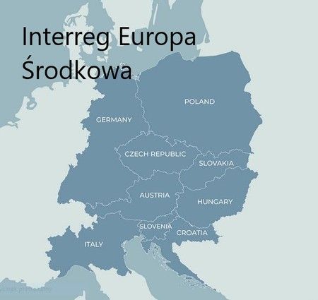 Mapa obszaru programu Interreg Europa Środkowa 2021-2027