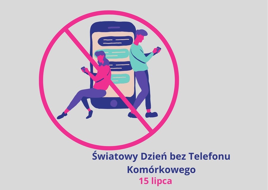 Światowy Dzień bez Telefonu Komórkowego, grafika utworzona w Canva, autor Sylwia Lemańska-Gerc