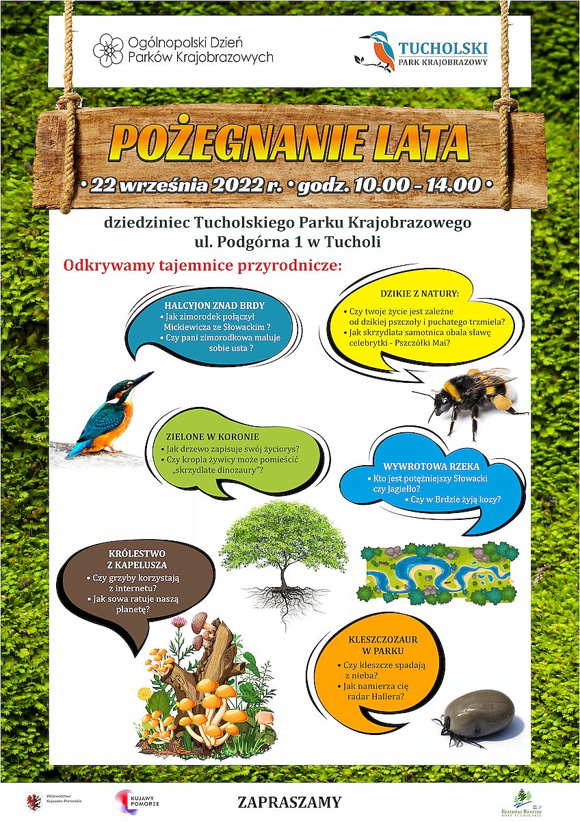 Tucholski Park Krajobrazowy zaprasza na wydarzenie Pożegnanie Lata. Plakat Agencja reklamowa Maltext