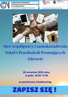 Plakat - Sieć współpracy i samokształcenia Szkół i Przedszkoli Promujących Zdrowie