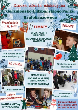Plakat: Zimowa oferta edukacyjna GLPK, autor Ilona Wiśniewska GLPK