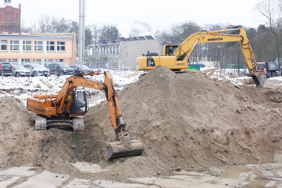 Budowa nowego kompleksu szpitala na Bielanach, luty 2017, fot. Mikołaj Kuras dla UMWKP