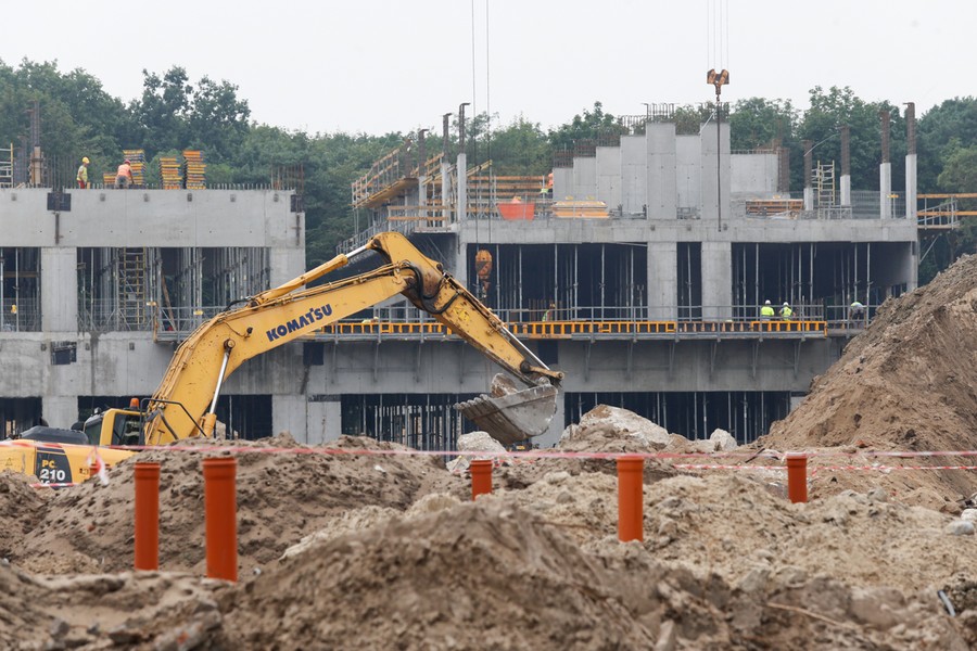 Budowa szpitala na Bielanach 21 lipca, fot. Mikołaj Kuras dla UMWKP