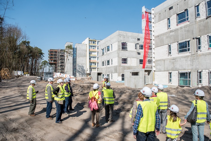 Zwiedzanie budowy szpitala na Bielanach 8 kwietnia 2018, fot. Łukasz Piecyk dla UMWKP