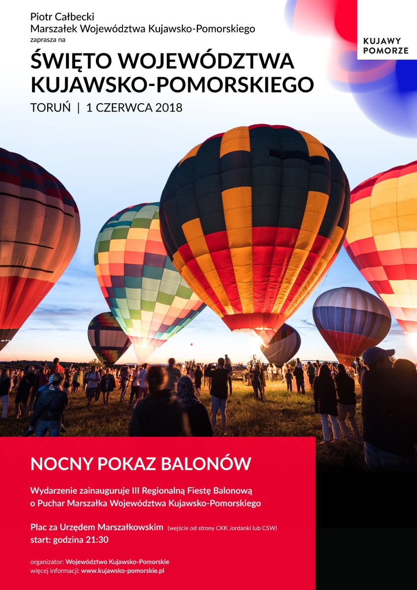 Program nocnego pokazu balonów w Toruniu