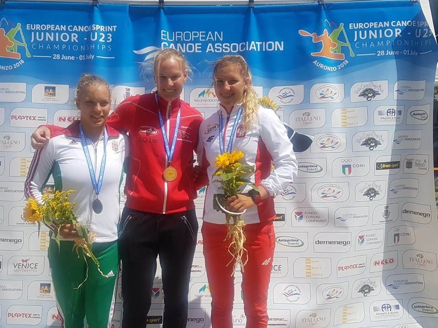 Złota medalistka do lat 23 w osadzie K-4 na 500 m i srebrna medalistka na 500 m w K1 Helena Wiśniewska z Zawiszy Bydgoszcz (pierwsza z lewej), fot. nadesłane