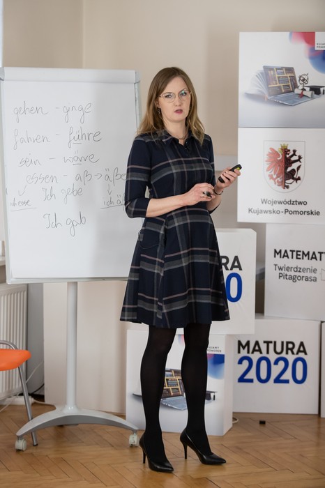 Anna Schmelter podczas e-lekcji języka niemieckiego, fot. Mikołaj Kuras dla UMWKP