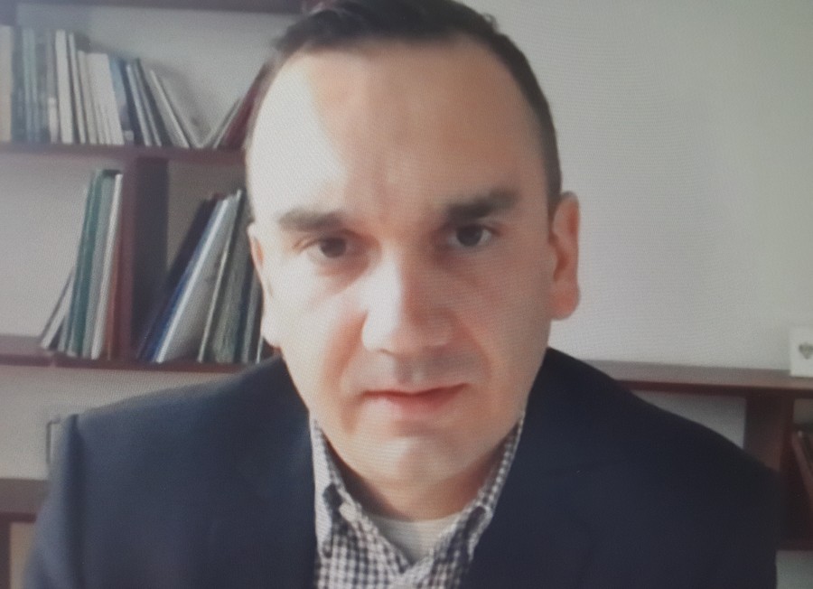 Pan Paweł Bednarski podczas posiedzenia Zespołu ds ochrony zdrowia, fot. Jarosław Łączny