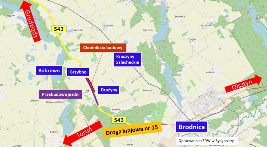 Mapa inwestycji, graf. ZDW w Bydgoszczy