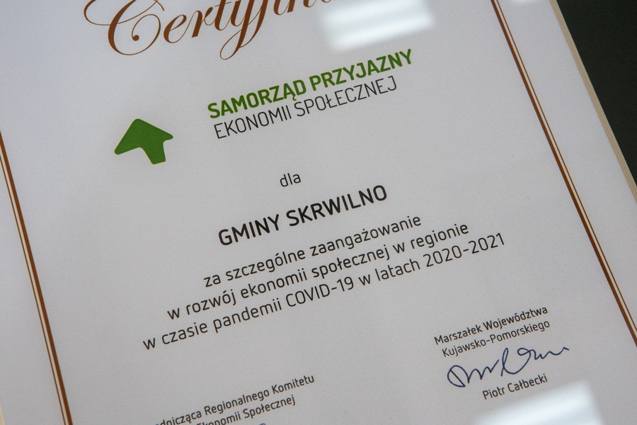 Ceremonia wręczenia wyróżnień, certyfikatów i tytułów w dziedzinie ekonomii społecznej, fot. Mikołaj Kuras dla UMWKP