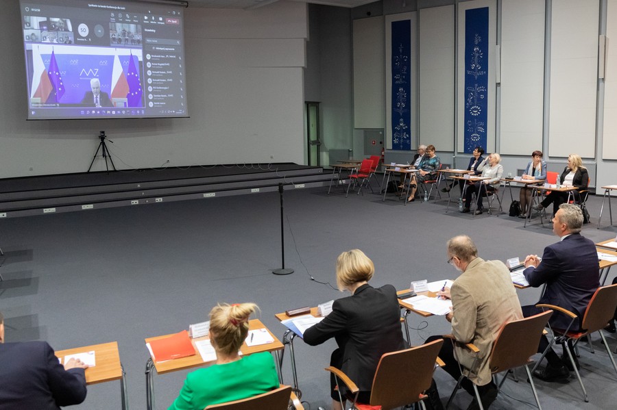 Uczestnicy zdalnego posiedznia plenarnego K-P WRDS w dniu 12.05.2022 r., fot. Jacek Nowacki