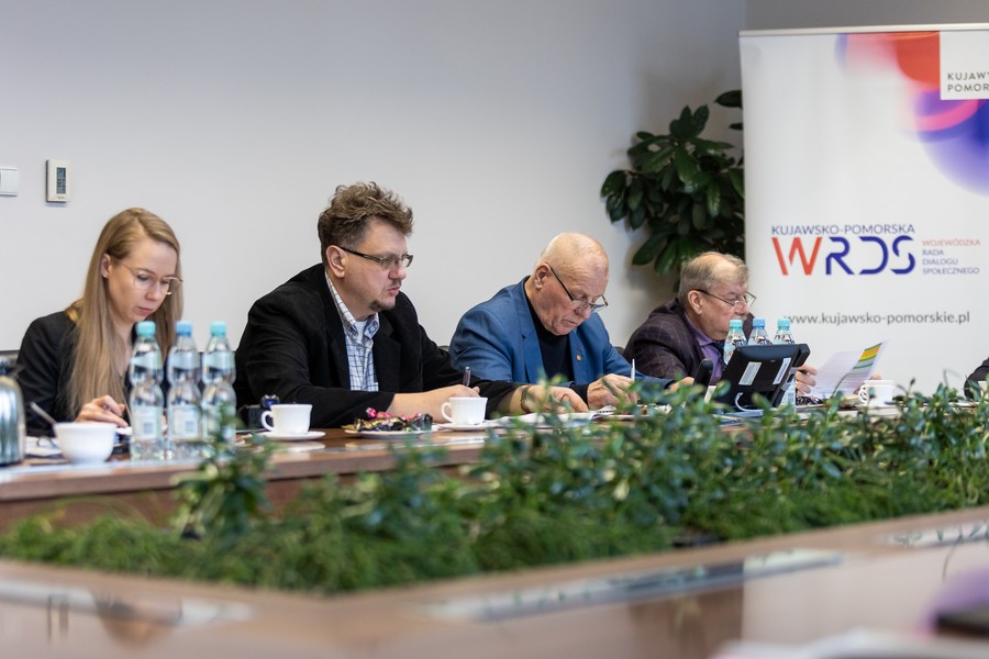 od lewej p. Paulina Biel, p. Piotr Hadrysiak, p. Harald Matuszewski, p. Andrzej Arndt podczas posiedzenia Prezydium KP WRDS, fot. Mikołaj Kuras