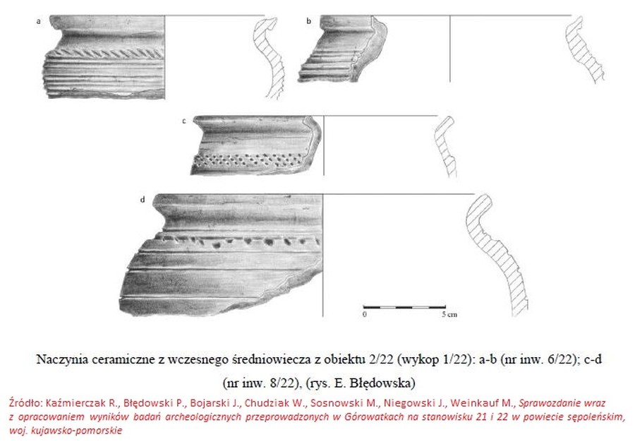 Naczynia ceramiczne z wczesnego średniowiecza z obiektu 2.22