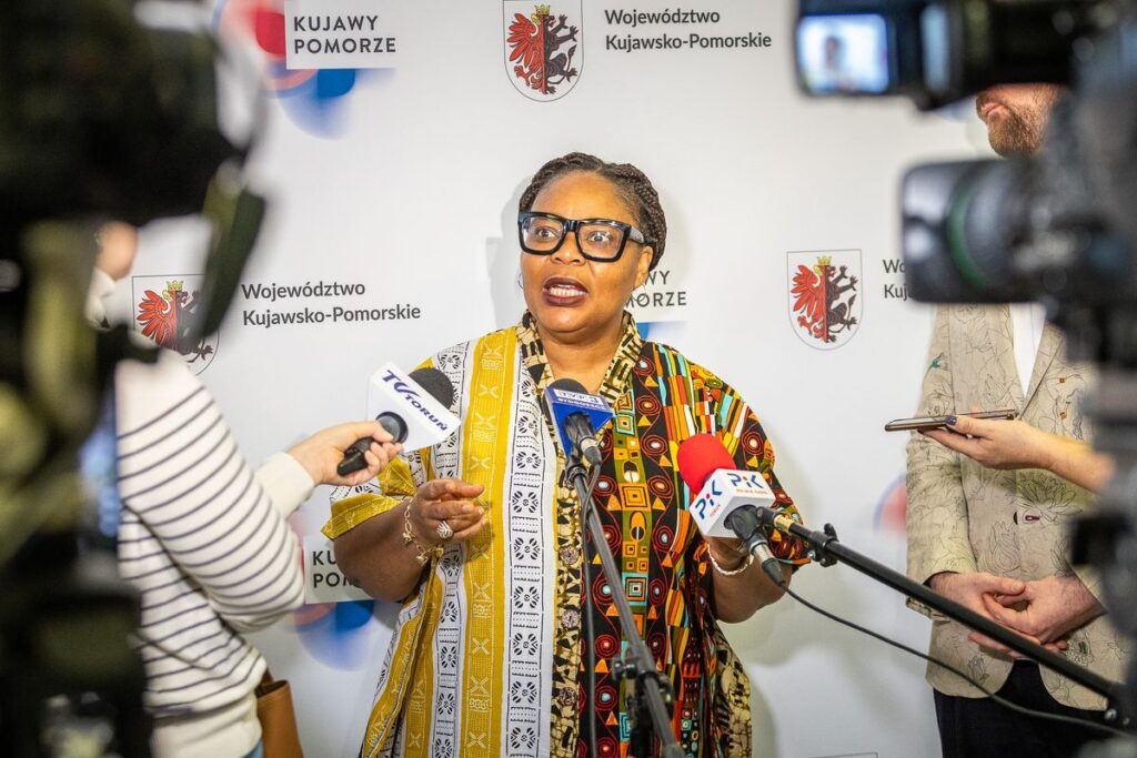 Briefing prasowy z dr Leymah Gbowee, fot. Szymon Zdziebło