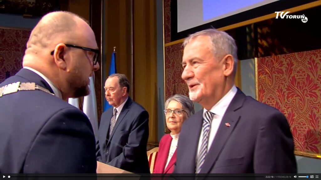 Broadcast of the ceremonial session of the Toruń City Council, Telewizja Toruń, screenshot