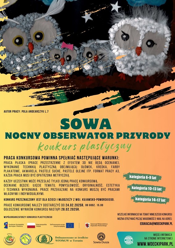 Plakat konkursu - Sowa – nocny obserwator przyrody