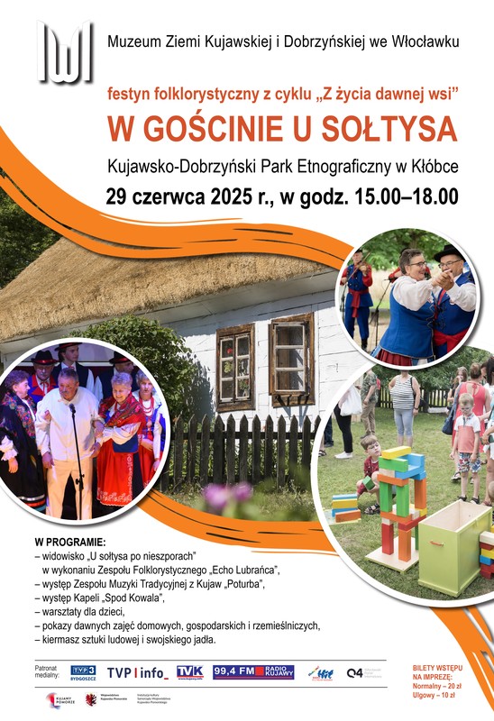 Plakat - festyn folklorystyczny z cyklu „Z życia dawnej wsi” „W gościnie u sołtysa”