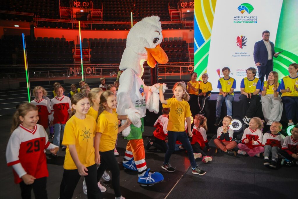 Presentation of the Kujawy Pomorze 26 World Indoor Championships Mascot, photo by Mikołaj Kuras for the UMWKP