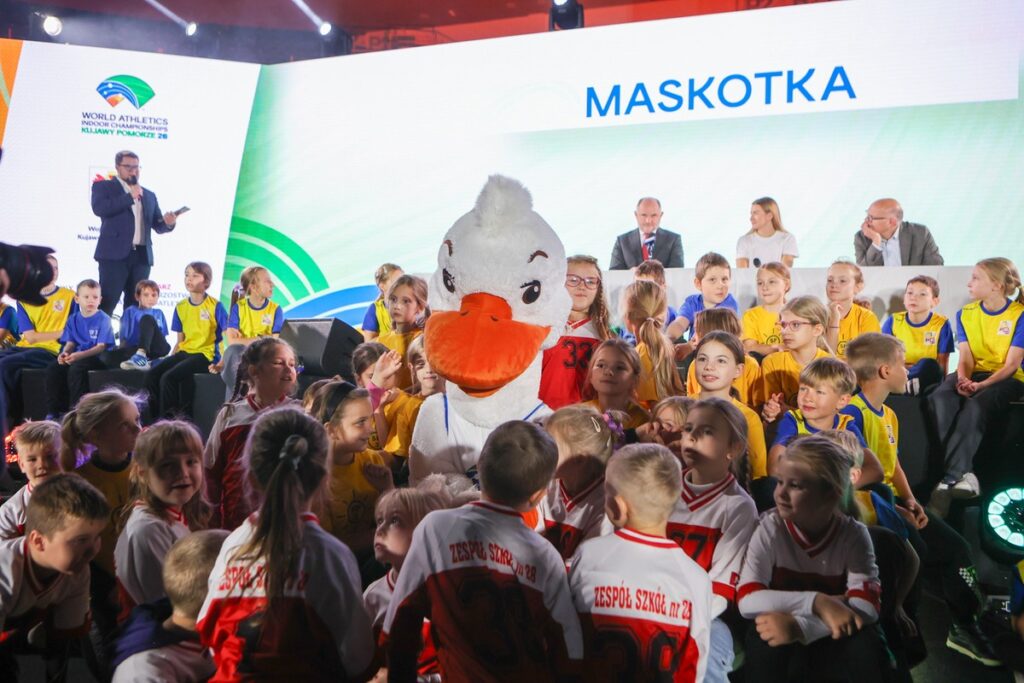 Presentation of the Kujawy Pomorze 26 World Indoor Championships Mascot, photo by Mikołaj Kuras for the UMWKP