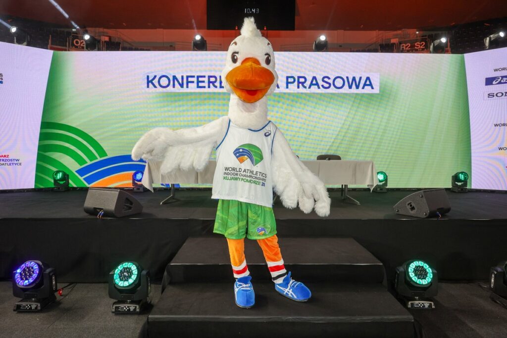 Presentation of the Kujawy Pomorze 26 World Indoor Championships Mascot, photo by Mikołaj Kuras for the UMWKP