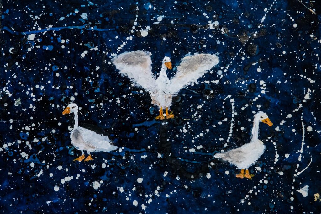 Praca Anny Bronikowskiej nagrodzona w konkursie plastycznym „Gęś w kosmosie”. Fot. Andrzej Goiński, UMWKP