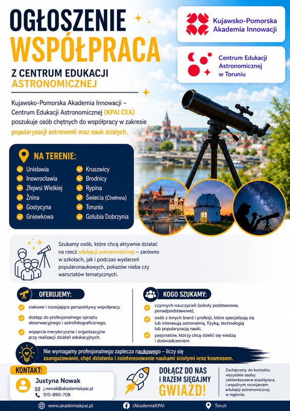 Plakat - Ogłoszenie – Współpraca z Centrum Edukacji Astronomicznej