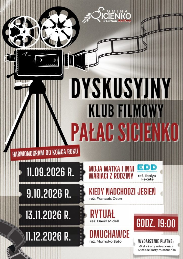 Plakat Dyskusyjny Klub Filmowy Pałac Sicienko