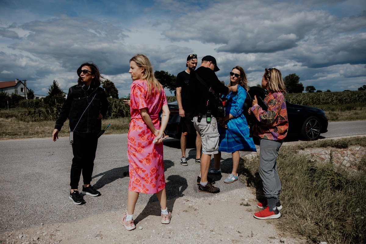 Press photo from the set of “The Road Less Traveled”