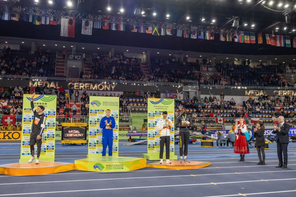 Ceremonia medalowa przed popołudniową sesją HMŚ Kujawy Pomorze 26, 21 marca 2026 r., fot. Mikołaj Kuras dla UMWKP