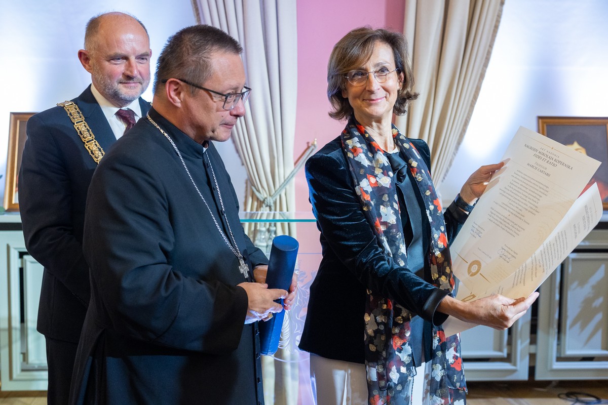 Ceremonia wręczenia prof. Marcie Cartabii Nagrody Mikołaja Kopernika Fides et Ratio, fot. Mikołaj Kuras dla UMWKP
