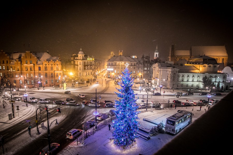 Świąteczna dekoracja przed Urzędem Marszałkowskim w Toruniu, fot. Andrzej Goiński