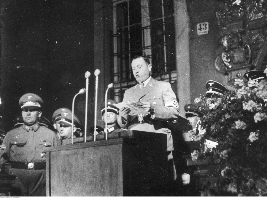 Albert Forster podczas antypolskiego przemówienia Gdańsk, sierpień 1939 NAC