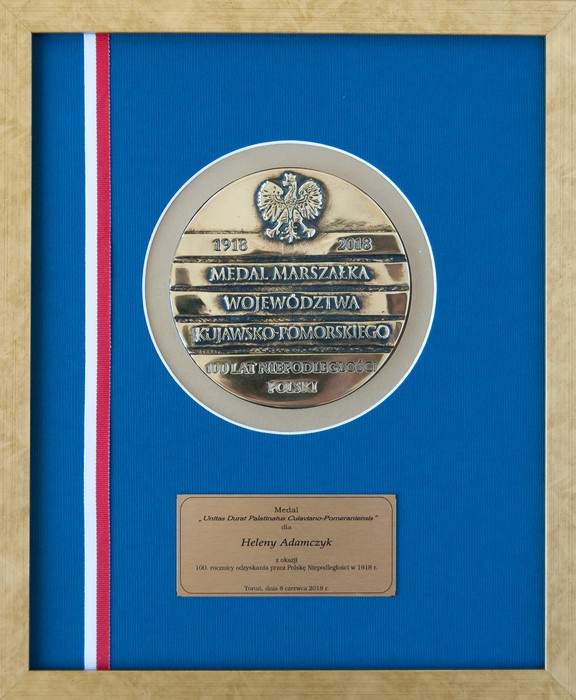 Medal Marszałka Województwa Kujawsko-Pomorskiego dla Heleny Adamczyk